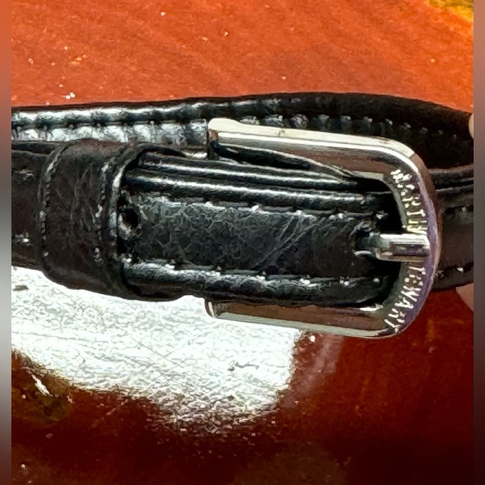 Martha Stewart Black Faux Leather Buckle Dog Collar Size 12 X-Small